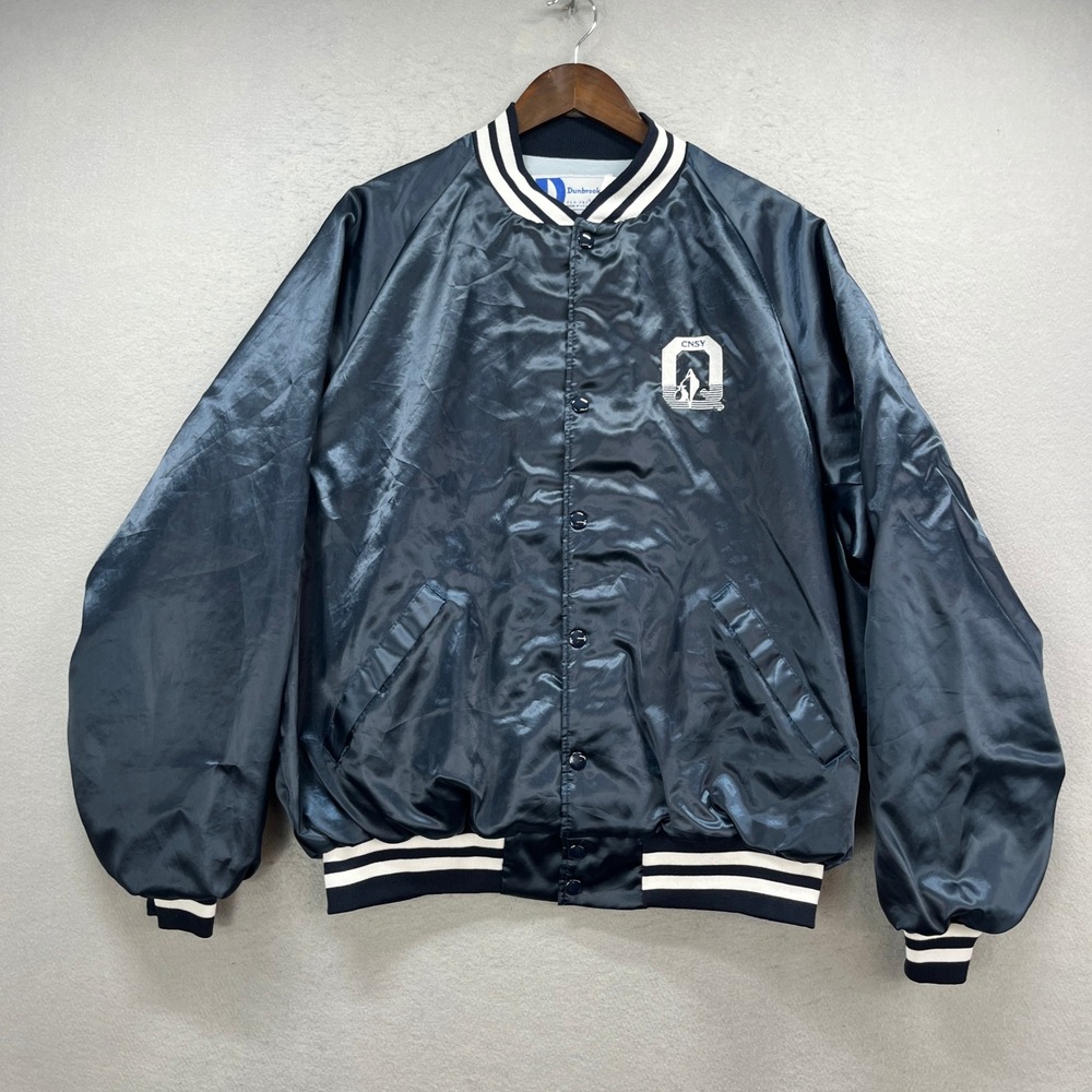 VTG‎ Dunbrooke Bomber Jacket Mens 2XL Black Snap Front Varsity USA Made CNSY